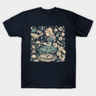 Modern Alice in Wonderland Drawing T-Shirt